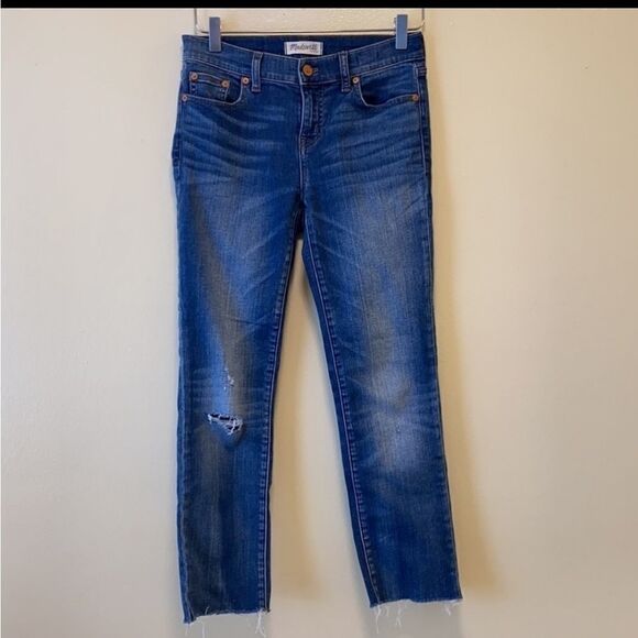 Madewell Alley Straight Mid Rise Raw Hem Jeans - Picture 3 of 13